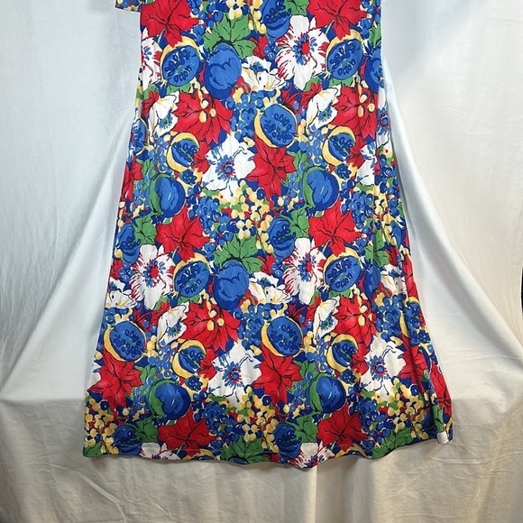 Multicolored A-line Crew Neck 3/4 Sleeve Dress - Picture 3 of 6